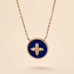 Collier Talisman Or Jaune Lapis Lazuli Diamant