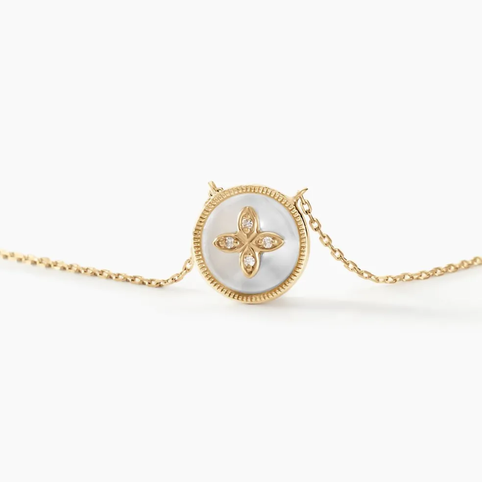 Collier Talisman Or Jaune Nacre Diamant