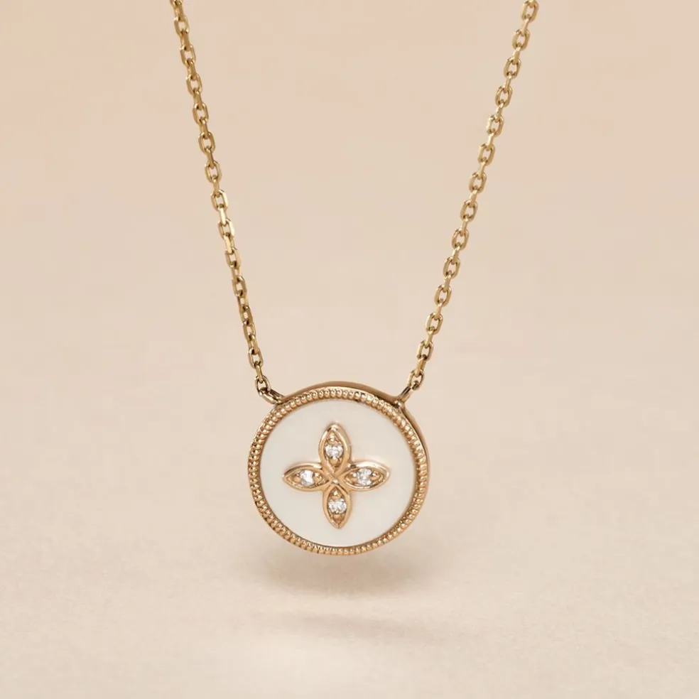 Collier Talisman Or Jaune Nacre Diamant