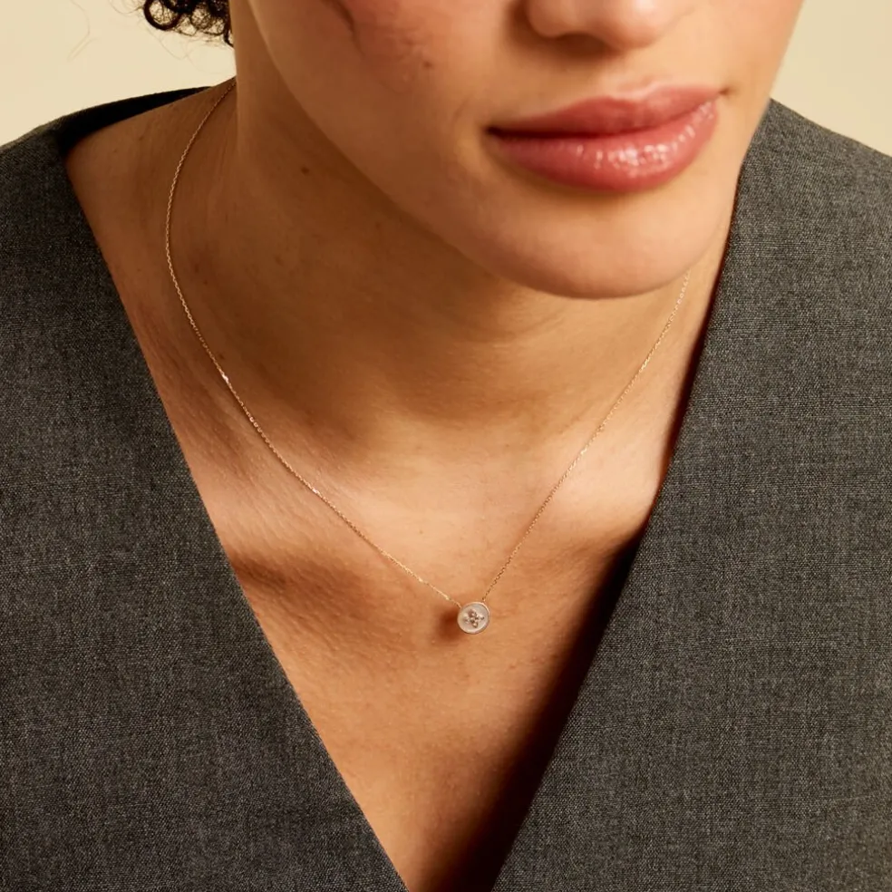 Collier Talisman Or Jaune Nacre Diamant