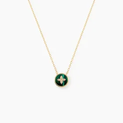 Collier Talisman Or Jaune Malachite Diamant