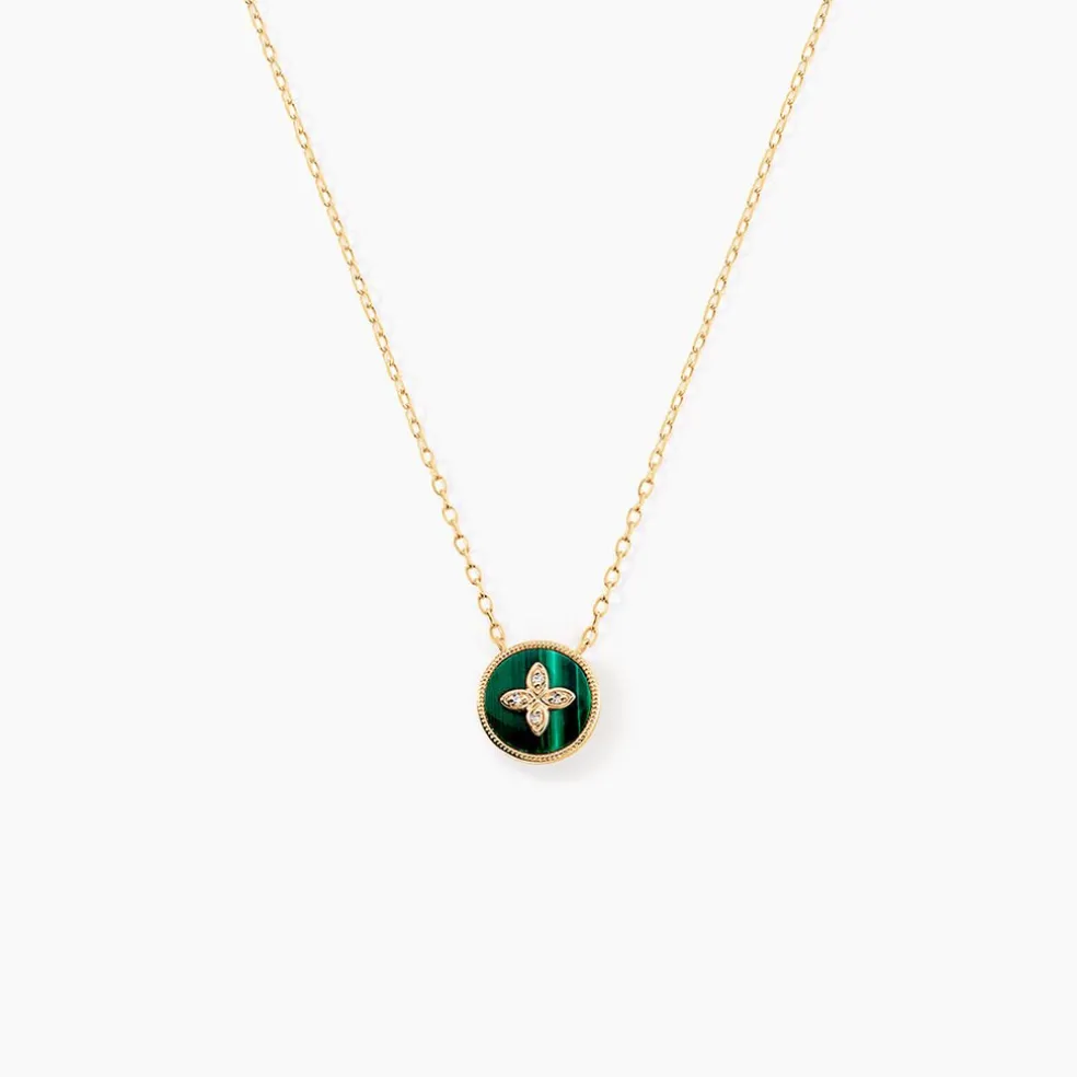 Collier Talisman Or Jaune Malachite Diamant