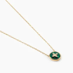 Collier Talisman Or Jaune Malachite Diamant