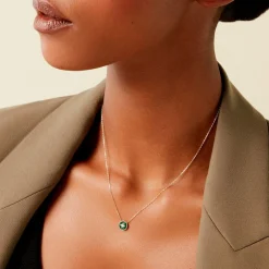 Collier Talisman Or Jaune Malachite Diamant