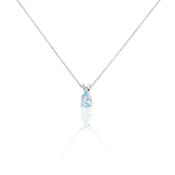 Collier Teresa Or Blanc Topaze Et Diamant