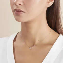 Collier Teresa Or Blanc Topaze Et Diamant