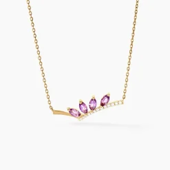 Collier Tiara Or Jaune Améthyste Oxyde De Zirconium