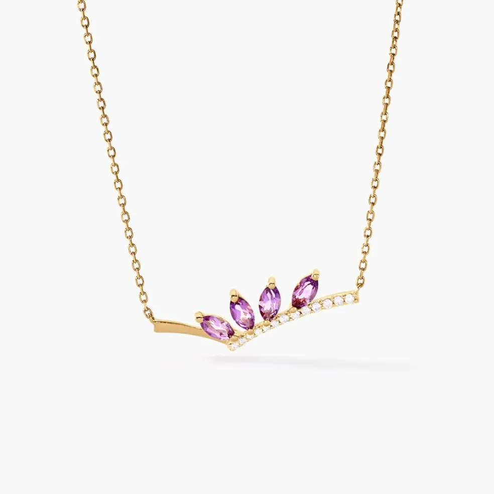 Collier Tiara Or Jaune Améthyste Oxyde De Zirconium