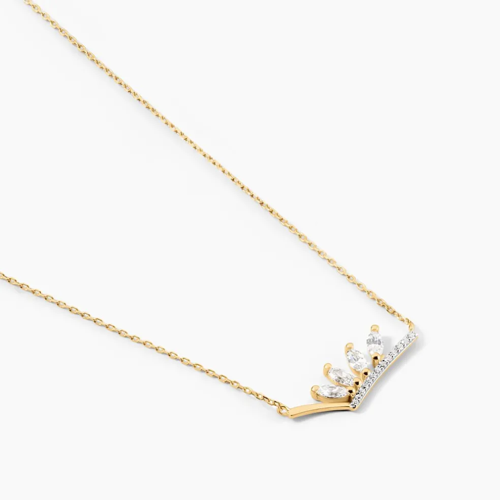 Collier Tiara Or Jaune Oxyde De Zirconium