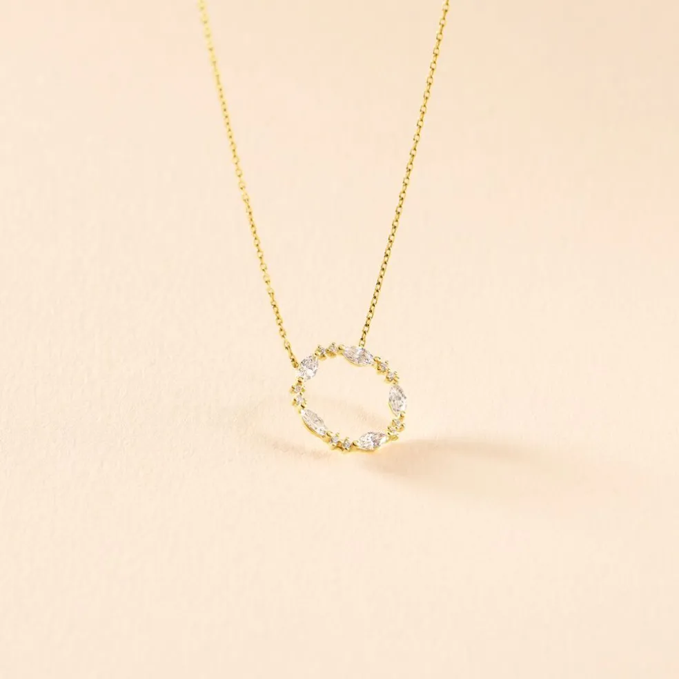 Collier Tiara Or Jaune Oxyde De Zirconium