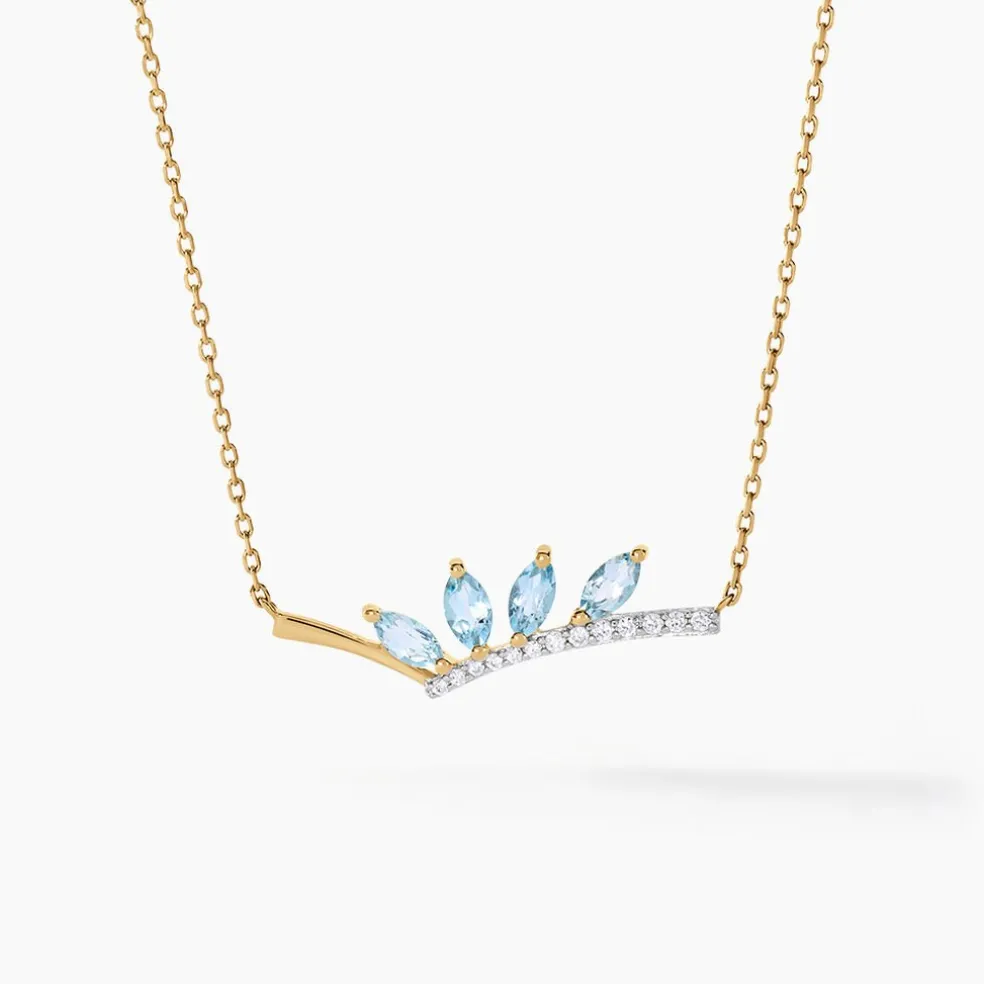Collier Tiara Or Jaune Topaze Oxyde De Zirconium
