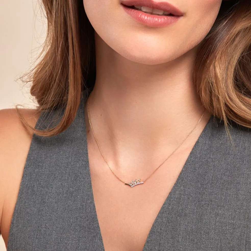 Collier Tiara Or Jaune Topaze Oxyde De Zirconium