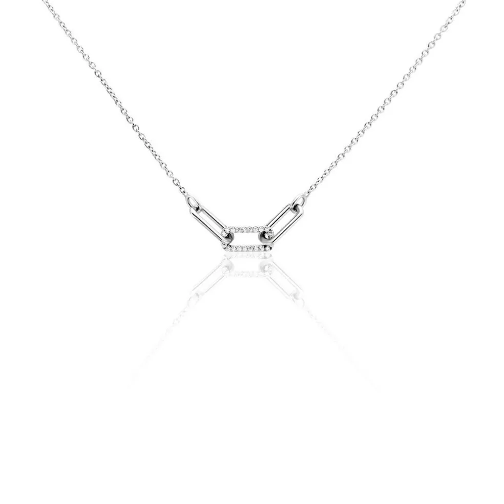 Collier Trait D'union Argent Blanc Oxyde De Zirconium