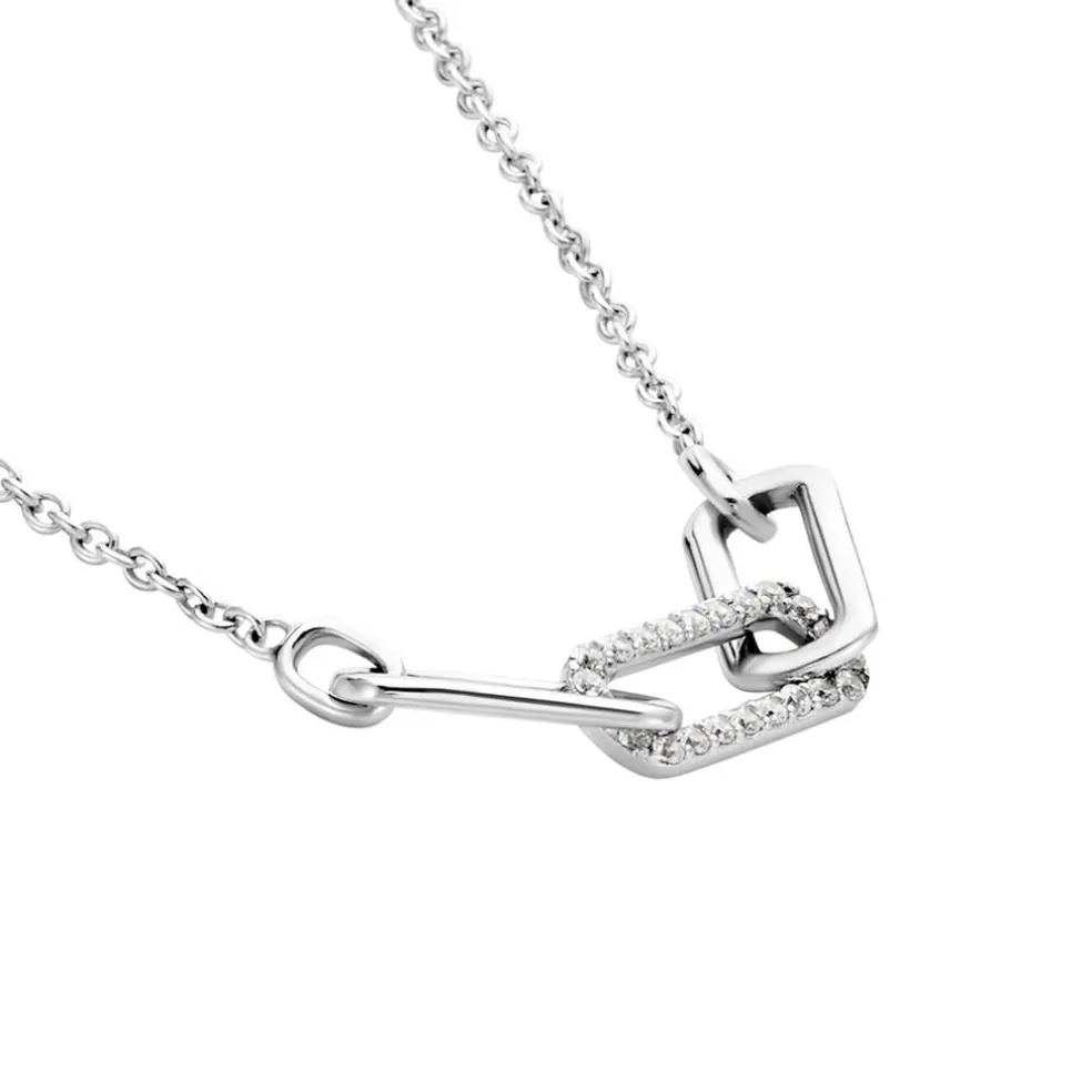 Collier Trait D'union Argent Blanc Oxyde De Zirconium