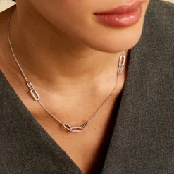 Collier Trait D'union Argent Blanc Oxyde De Zirconium