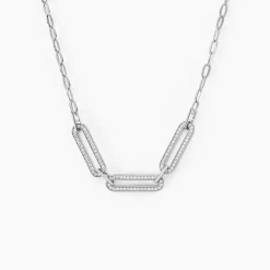 Collier Trait D'union Argent Blanc Oxyde De Zirconium