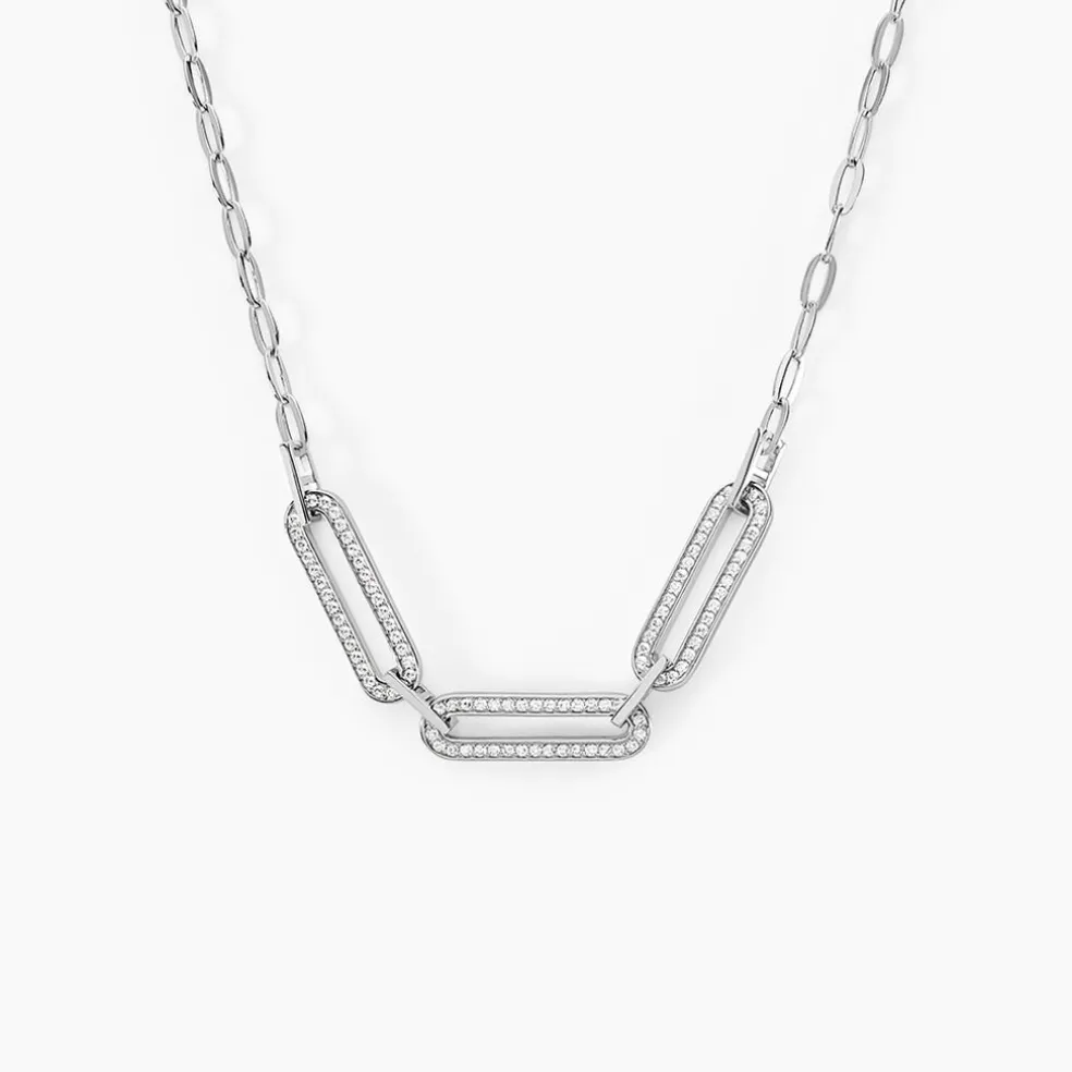 Collier Trait D'union Argent Blanc Oxyde De Zirconium