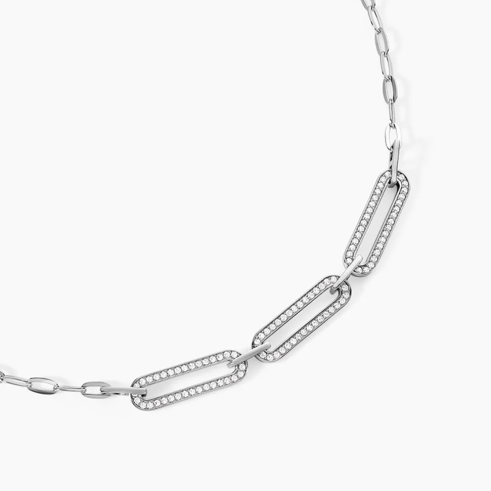 Collier Trait D'union Argent Blanc Oxyde De Zirconium