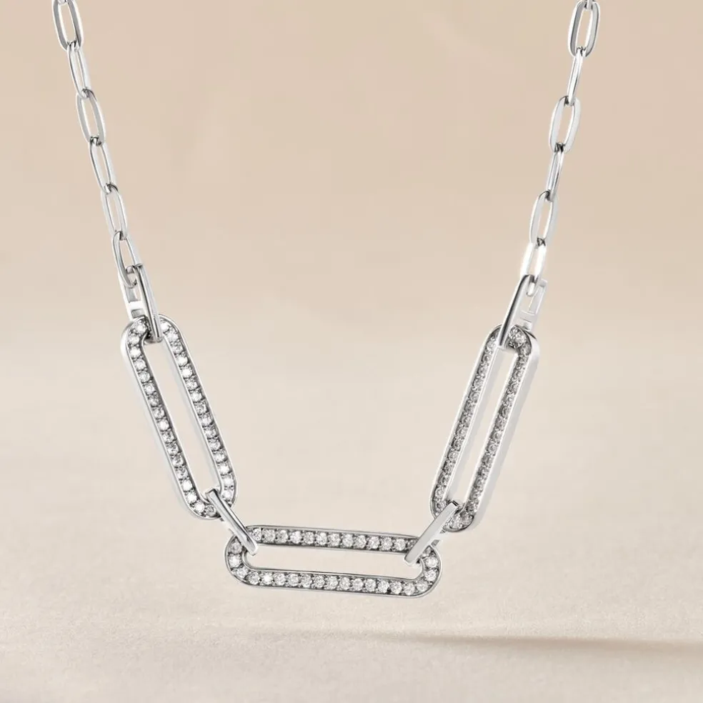 Collier Trait D'union Argent Blanc Oxyde De Zirconium