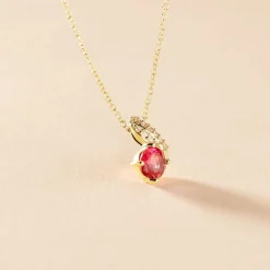 Collier Tyana Plaqué Or Jaune Pierre De Synthese Et Oxyde De Zirconium