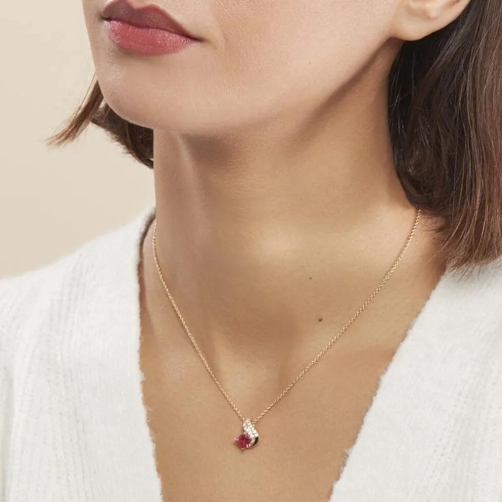 Collier Tyana Plaqué Or Jaune Pierre De Synthese Et Oxyde De Zirconium