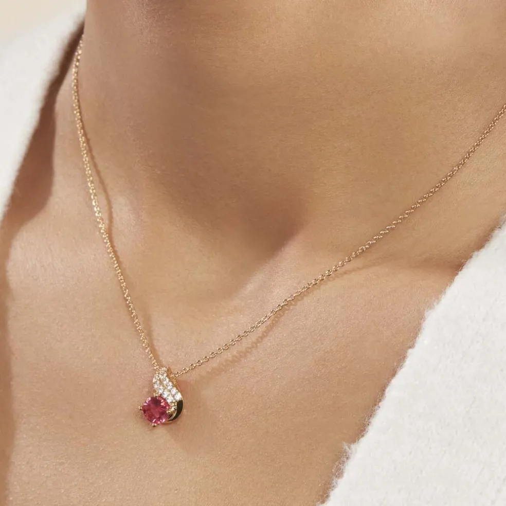 Collier Tyana Plaqué Or Jaune Pierre De Synthese Et Oxyde De Zirconium