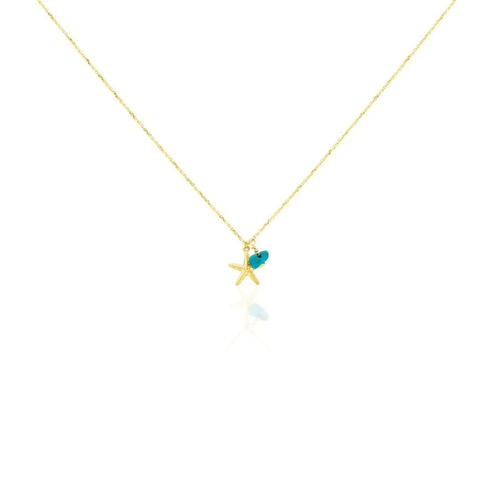 Collier Under The Sea Or Jaune Turquoise