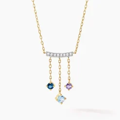 Collier Universe Or Jaune Topaze Améthyste