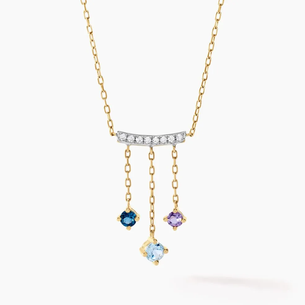 Collier Universe Or Jaune Topaze Améthyste