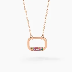Collier Urban Call Argent Rose Pierre De Synthese Oxyde De Zirconium