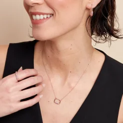 Collier Urban Call Argent Rose Pierre De Synthese Oxyde De Zirconium