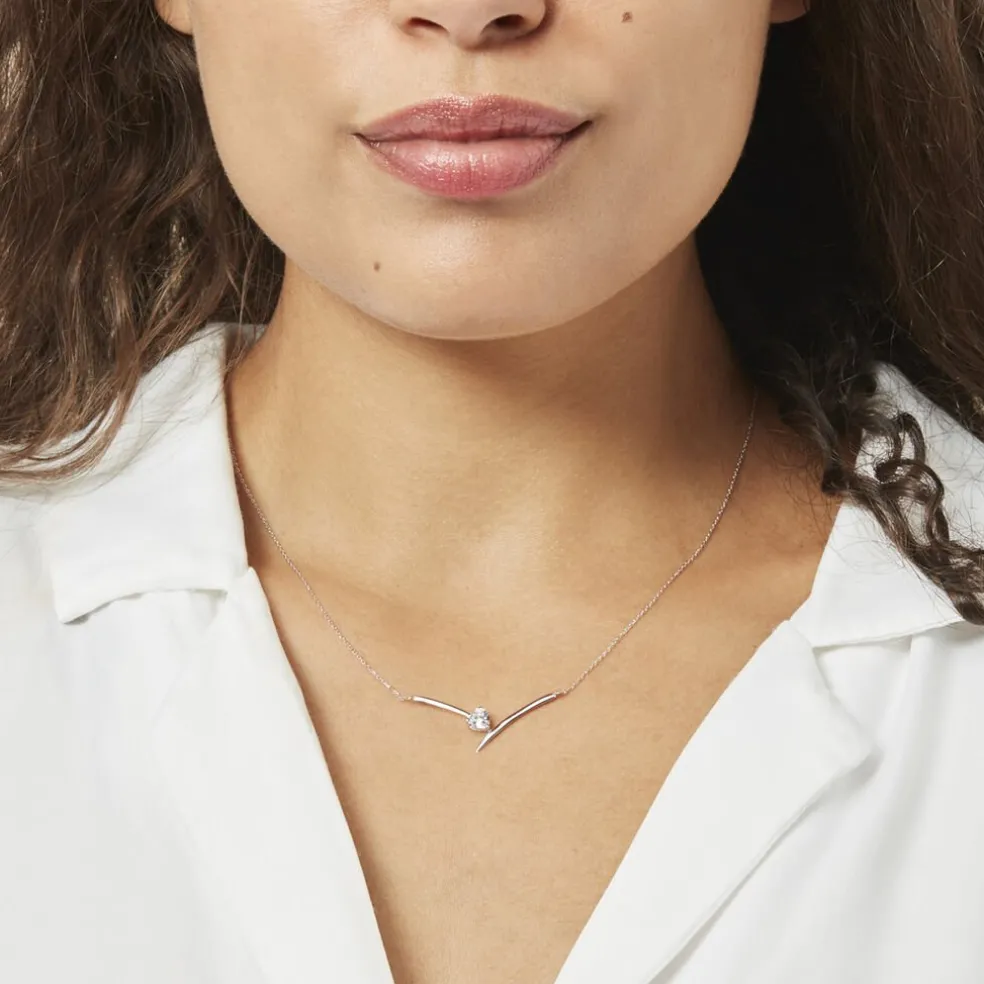 Collier Valeriana Or Blanc Oxyde De Zirconium