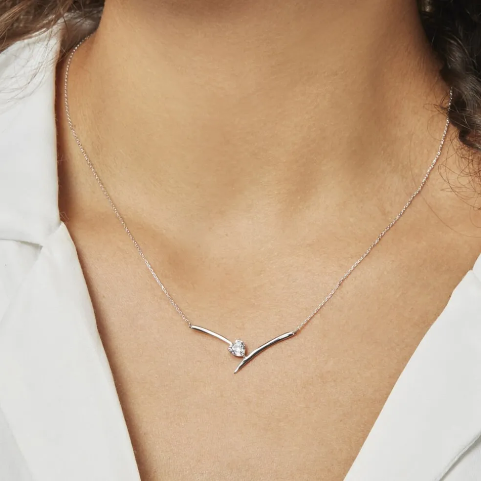 Collier Valeriana Or Blanc Oxyde De Zirconium