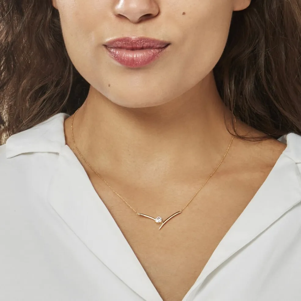 Collier Valeriana Or Jaune Oxyde De Zirconium