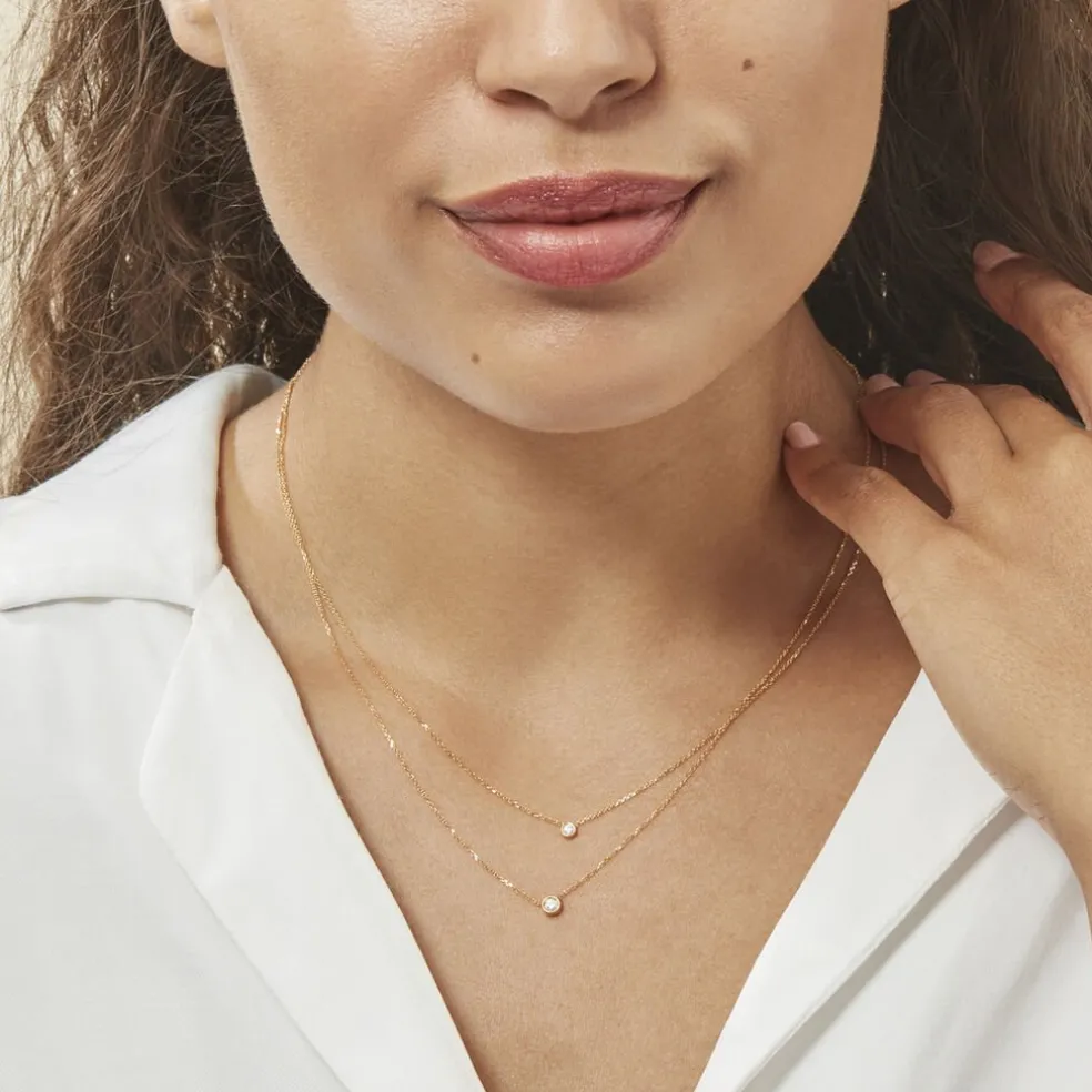 Collier Virguinia Or Jaune Oxyde De Zirconium