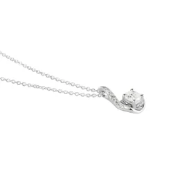 Collier Vrille Accompagnee Or Blanc Diamant