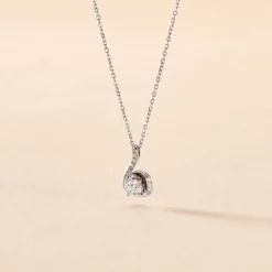 Collier Vrille Accompagnee Or Blanc Diamant