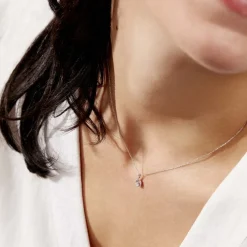 Collier Vrille Accompagnee Or Blanc Diamant