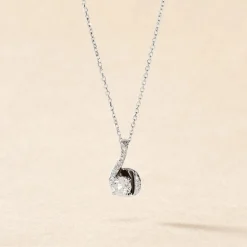 Collier Vrille Accompagnee Or Blanc Diamant