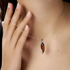 Collier Vyara Argent Blanc Ambre