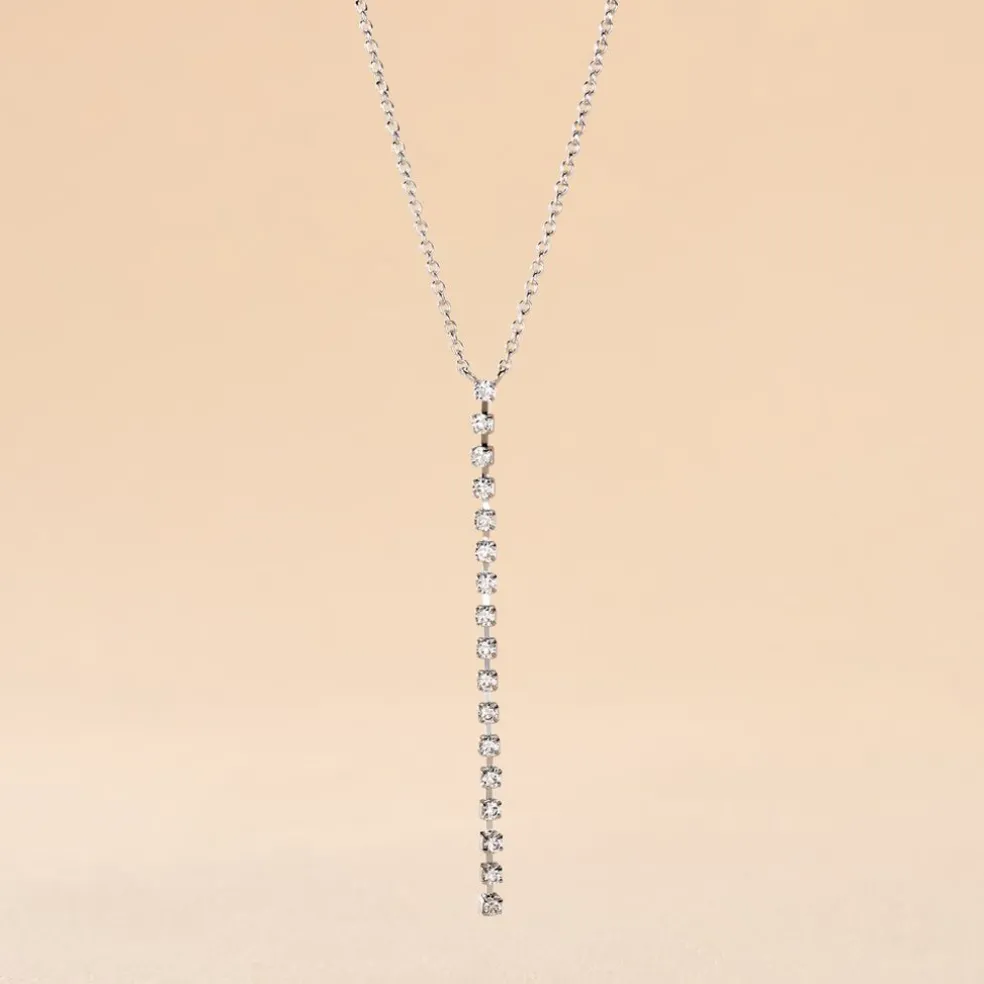 Collier Whitney Argent Blanc Oxyde De Zirconium