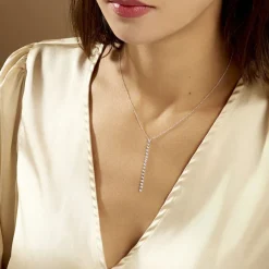 Collier Whitney Argent Blanc Oxyde De Zirconium