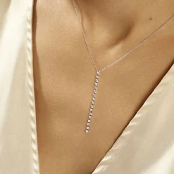 Collier Whitney Argent Blanc Oxyde De Zirconium