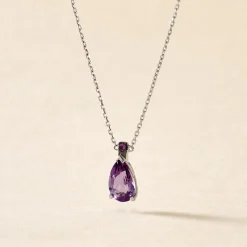 Collier Yrene Or Blanc Amethyste