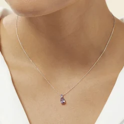 Collier Yrene Or Blanc Amethyste