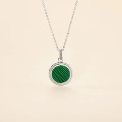 Collier Zea Argent Blanc Malachite