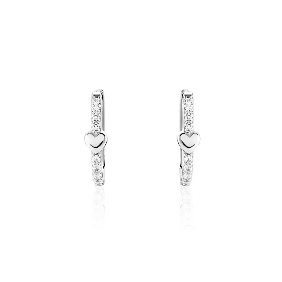 Creoles Argent Blanc Deep In Love Oxyde De Zirconium