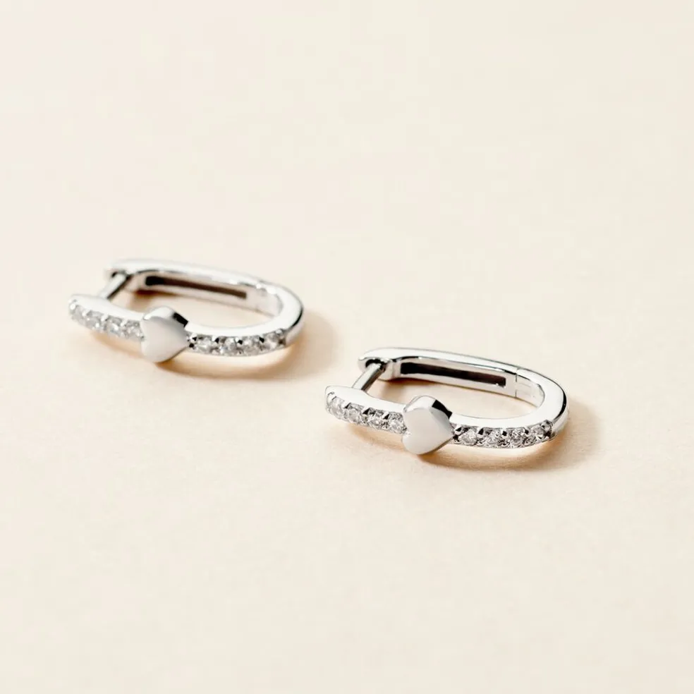 Creoles Argent Blanc Deep In Love Oxyde De Zirconium