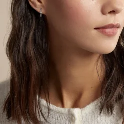 Creoles Argent Blanc Deep In Love Oxyde De Zirconium