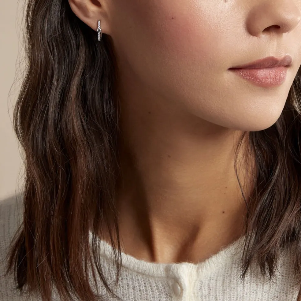 Creoles Argent Blanc Deep In Love Oxyde De Zirconium